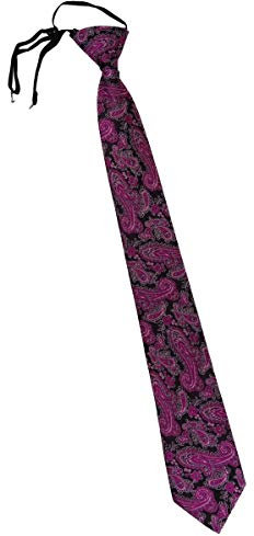 TigerTie Security Sicherheits Krawatte in magenta schwarz silber Paisley gemustert - vorgebunden mit Gummizug