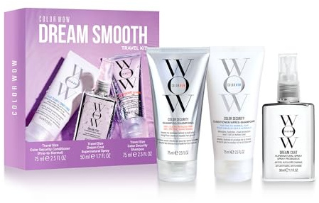 COLOR WOW Dream Smooth Travel Kit – Includes Shampoo, Conditioner and Dream Coat – Get the silky, liquidy, glossy texture of your dreams and defy humidity for days, everywhere you go