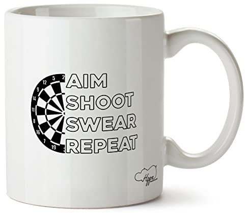 Hippowarehouse Aim Shoot Swear Repeat Darts Printed Mug Cup Ceramic 10oz
