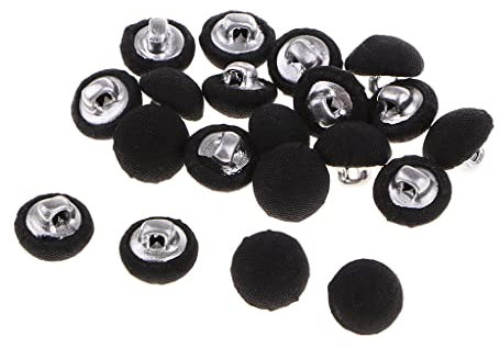 dailymall 20 Stück Ösen Knöpfe Stoff bezogen, Stoffknöpfe, Schaftknöpfe, Bastelknöpfe,Ösenknöpfe mit Stoff bezogen 10mm - Schwarz