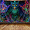 JAWO Wandteppich mit psychedelischer Eule, Trippy Forest Linienkunst, Wandbehang für Schlafzimmer, Mond, Tier, Vogel, Schwarzlicht, Heimdekoration, 203 x 152 cm