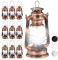 Relaxdays 10 x Sturmlaterne LED, Retro Sturmlampe als Fensterdeko oder elektrische Gartenlaterne, batteriebetrieben, Kupfer