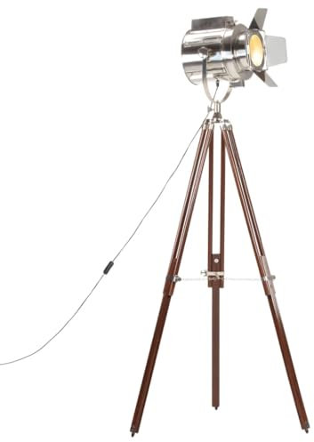 vidaXL Lampadaire à Trépied Lampe sur Pied Projecteur de Cinéma Hauteur Réglable Salon Maison Intérieur 180 cm Bois de Manguier Massif
