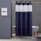 Furlinic Rideau Douche Extra Long,Bleu Marine,Tissu Polyester,Impermeable,Lavable en Machine,Anti Moisissure,Oeillet Rideaux de Bain pour Baignoire,180x213 cm,Antibactérien,Lesté,Transparent