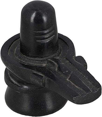 Whopper Hindu God Shiva Lingam Statue für Puja, Steinschnitzerei, tragbare Größe für Reisen (Schwarz, 3X1.5 X3.5Zoll.)