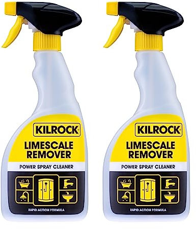 Kilrock Limescale Remover Power Spray Cleaner 2 x 500ml - Rapid Action Formula - 100% Limescale Removal, Destroys Hard Water Stains - Perfect for Bathrooms, Sinks, Shower Screens, Toilets, Baths.