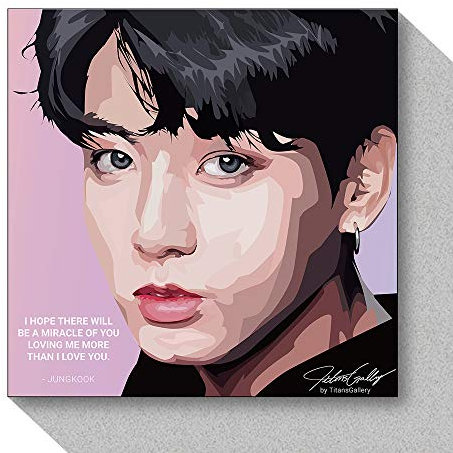 K-POP BTS Mitbers Geschenk, 15,2 x 15,2 cm, quadratisches Kunstwerk, Kunstdruck auf Acrylrahmen, Schreibtisch stehender dekorativer Rahmen, Jimin, RM, V, JungKook, J-Hope, Suga, Jin (JungKook)