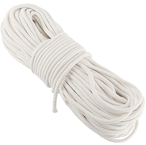 FUNSUEI Schärpe Cord 100 m x 6mm Baumwolle Schärpe Cord, Weiß Baumwollkordel Baumwollseil baumwollgarn für Fenster, Wäscheleine, Dekoration, Tie Down, Camping