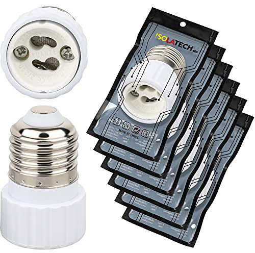 ISOLATECH 6pcs E27 douille d'adaptateur pour GU10 douille de lampe convertisseur LED pour les lampes à économie d'énergie (max.250V/2A) ampoules salle de bains résistant à la chaleur culot céramique