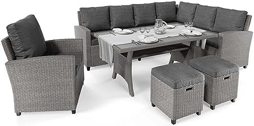 di volio Polyrattan Sitzgruppe Lounge Rossano – Gartenmöbel-Set für bis zu 9 Personen in Zwei Farbvarianten (grau)