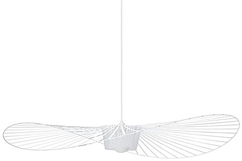 GLZXMQBP Vertigo Lampe 80cm Retro Kronleuchter Pendelleuchten, Kreative LED Lampe Fiberglas + Polyurethan Hut Stoff Modernes Design Wohnzimmer Küche Badezimmer Dekorative Beleuchtung, E27,Weiß,80CM