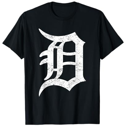 Detroit Graphic D Distress Grunge Motor City Maglietta