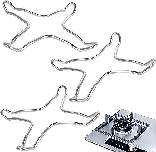 SDFAA 3 Stück Gasherd Aufsatz Stern Wok Ring, Gasherd Aufsatz Gitter, Gasherd Gas Ring, Topfträger für Gaskochfelder, Universal Edelstahl Gaskochfeld Halter, für Gaskochfeld, Pfannenständer (Silber)