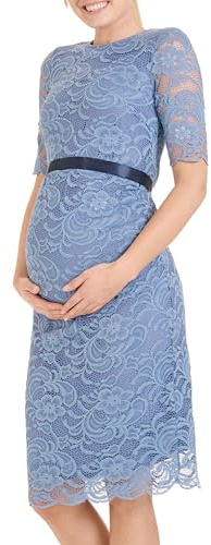Herzmutter Robe de Grossesse mi-Longueu Dentelle Soirée Mariage pour Femme Enceinte élégant Maternité Festive - 6200