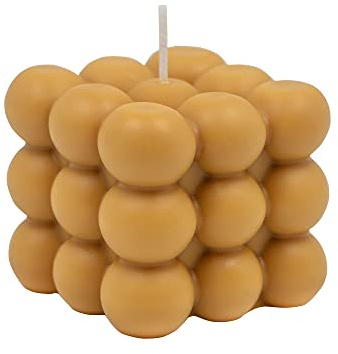 Ordinate Bubble Candle handgemachte | Nachhaltige aus Sojawachs und Bienenwachs | Wohnzimmerdeko | Bubble Kerzen in Cube Form |Cream | Parfümfrei | 5.5x5.5x5.5cm (Caramel)