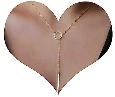 Dervivea Boho Kreis Bar Halskette Chokerkette Gold Y Lariat Halskette Choker Bar Anhänger Halskette Lange Y Halskette Kette Schmuck für Frauen und Mädchen