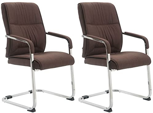 CLP 2er Set XXL-Freischwinger Anubis Mit Gepolsterter Sitzfläche I Konferenzstühle Mit Metallgestell Und Stoffbezug, Farbe:braun
