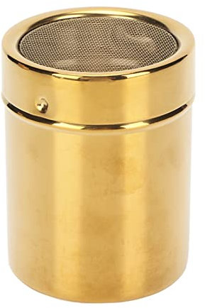 Salero y Pimentero, Salero Dorado, Dispensador de Especias de Acero Inoxidable con Malla Fina para Cocina Casera, 2.8 X 3.5 Pulgadas