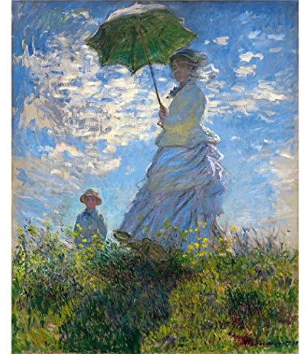 YSCOLOR Diamant Painting 5D Diy Frau Mit Sonnenschirm Madame Monet Berühmte Klassische Ölgemälde Diamant Malerei Für Erwachsene Voller Bohrer Runder Strass Diamant 30x40cm