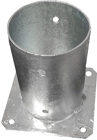 Round Fence Post Bolt Down Circular Bracket Heavy Duty Hot-Dip Galvanised Foot Base Support Pergola Size:Diameter: 100mm (4) Height: 150mm (6)