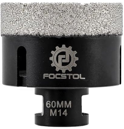 FOCSTOL Diamond Core Drill Bit - 60mm Diamond Hole Saw for Porcelain Ceramic Tile Marble Granite Quartz M14 Thread