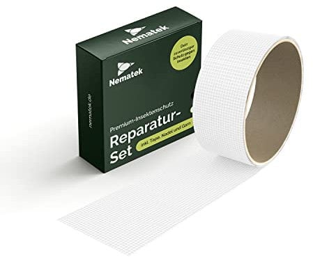 Nematek Fliegengitter Reparatur Set - 4,5 cm x 2 m Fliegengitter Reparatur Klebeband - Reparaturband für Moskitonetz, Insektenschutz Tür und Fliegengitter Fenster - weiß