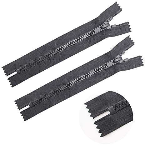 ByaHoGa 2 Stück 40 cm Reißverschluss Kunststoff Schwarz 5mm Nicht teilbar für Tasche DIY Nähen Craft (RZ-CE)