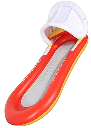 Garneck Aufblasbares Schwebebett Liege Wasserhängematte Aufblasbare Schwimmende Reihe Schwimmreihe Mit Abnehmbarem Sonnensegel Aus PVC Und Nylon Netz Für See Strand Pool