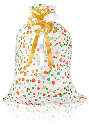 56× 36 inches Jumbo Gift Bags for Presents, Extra Large Plastic Gift Bag with Gold Pull Bows