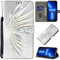 BOLELAW Handyhülle für Samsung Galaxy A12/M12 Hülle mit [Magnetverschluss] [Flip-Funktion] [Kartenfächern] Flip Case Leder Samsung Galaxy A12 Schutzhülle Stylische Klapphülle, Kristall-Flügel