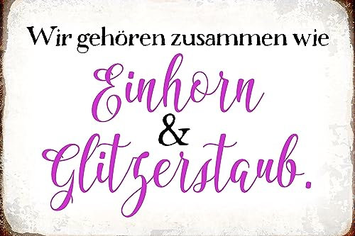 Holzschild 18x12cm Einhorn und Glitzerstaub Wand Deko Bar Kneipe Sammler Geschenk