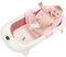 Cecaylie Babywanne Faltbare Babybadewanne | 50L Baby Badewanne mit Thermometer | Umweltfreundliches PP+TPE | Inkl. Badenetzund und Badelöffel | Badewanne Baby für Babys 0-6 Jahre-Rosa