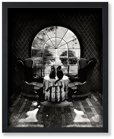 Poster Master Raumschädel-Poster – Totenkopf-Illusionsdruck – Katzenkunst – Illusionskunst – Schwarz-Weiß-Kunst – Geschenk für ihn, sie, Tierliebhaber – Gothic-Dekoration für Schlafzimmer, Wohnzimmer