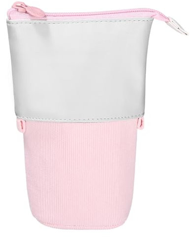 Xespis Federmäppchen Reißverschluss, Teleskopisch Mäppchen, 2-in-1 Standmäppchen, Federtasche Mädchen, Schüttelpenal Teenager, für Mädchen Geschenke 7 8 9 10 11 12 Jahre(Rosa-Cord)