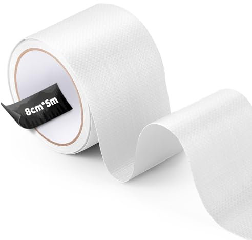 ecooe PE Planenband, Reparaturklebeband 5M x 8CM, Wasserabweisend Klebeband für Zelt, Sonnenschirms, Pavillon, Plane, lkw abdeckplane, Markise, Awning, Zelt Reparaturband Weiß
