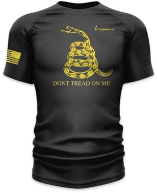 Iron Jiu Jitsu Don't Tread on Me Rash Guard for Men - BJJ No Gi Rash Guard, Black, XL