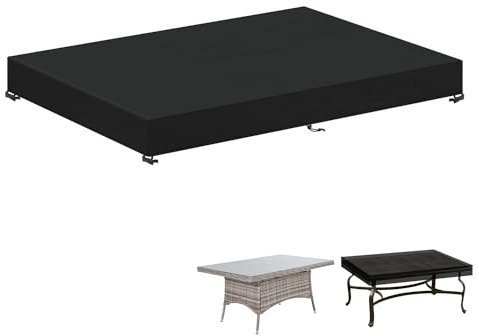 LAMUNI Tisch Abdeckung Outdoor Tischplatte Abdeckung Gartentisch Schutzhülle Gartenmöbel Hülle Wasserdicht Tischplattenhülle Gartentischhülle Abdeckplane Gartentisch, Rechteckig, 160x100x15cm