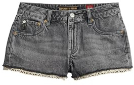 Superdry Damen Hot Jeansshorts Wüste Vintage Silber 36