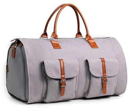 Wandelbare Kleidertasche aus Leder, Handgepäck-Reisetasche, wasserdichter Kleidersack für Damen und Herren, 2-in-1 Hängender Koffer und Anzug-Reisetasche, Geschenke für Business und Reisen, grau,