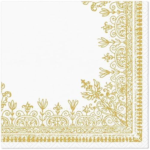 20 Servietten Muster Ornamente im Rahmen gold als Tischdeko. Papierservietten mit Motiv. Auch für Decoupage und Serviettentechnik 33x33cm