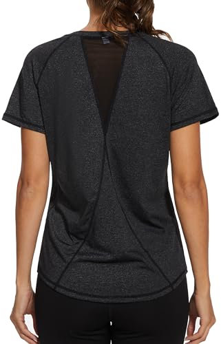 Gyabnw Sportshirt Damen Kurzarm Activewear Fitness Laufshirt Funktionsshirt Zumba Kleidung Wandershirt Fahrradtrikot