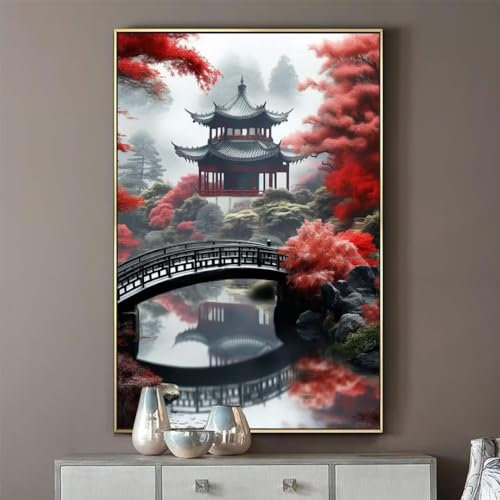 Diamond Painting Landschaft 30x40 cm, Japan Diamant Painting Bilder, Malen Nach Zahlen Erwachsene Kinder, DIY Diamond Art Painting Kits, Full Diamanten Painting Malerei Stickerei Set, Wand Dekor S147