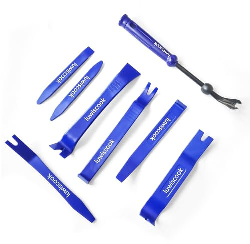 luwiscook Trim Removal Tool, 8Pcs Car Upholstery Repair Kit, Car Door Audio Panel Trim Removal Set, Fastener Remover Pry Tools Auto Clip Pliers for Interior Trim Panel Door Window (Dark Blue)