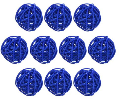 sourcing map 10 Pcs Wicker Rattan Balls 1.2 Inch Rattan Decorative Balls Vase Fillers for Wedding Party Centerpiece Bowls Home Decoration Navy Blue