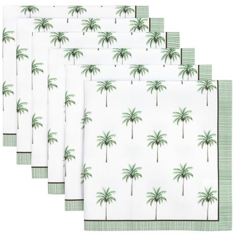 Arquiel Palm Trees Print Cloth Napkins 100% Cotton, 18 X 18 Dinner Napkins Cloth Set, Washable Napkins for Home, Kitchen, Dinner, Party, Wedding, Cocktail, Set of 6