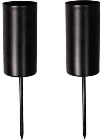 Rayher Stabkerzenhalter zum Stecken, 2 Stück, 5 cm, 2,3 cm ø, schwarz, Dornlänge 5 cm, Kerzenhalter für Stabkerzen, Metallkerzenhalter, 25231576
