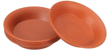 PATIKIL 3 Inch Plant Saucer Tray, 5 Pack Plastic Water Tray Round Flower Planter Pot Drainage Trays for Succulents Small Potted Plants, Terracotta