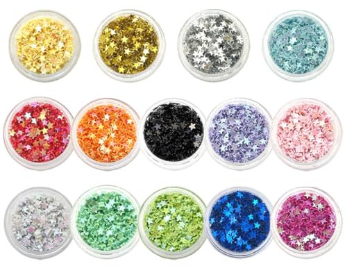 PAMINGONO Sternförmige Nagel Glitzer Sterne Nail Art Charms Diy Pailletten Für Kreative Nageldesigns Glitzernde Nageldekorationen Für Zuhause