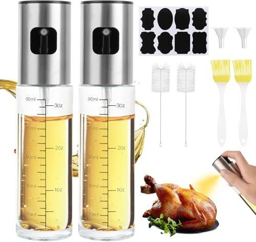 ASelected 2 PCS 100 Ml Oil Sprayer, Oil Spray Bottle Oil Spray For Cooking Oil Multifunctional Oil Sprayer Transparent Glass Oil Spray for Cooking For Salad Bbq Grilling Baking In The Kitchen