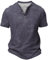 HMIYA Hemd Herren 100% Baumwolle T-Shirts für Herren Kurzarm Henley Knopf Vintage Sommerhemd Beiläufig Männer